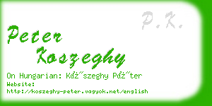 peter koszeghy business card
